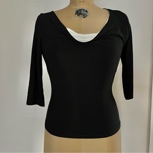 White House l Black Market 3/4 Sleeve Tie Back Draped Top